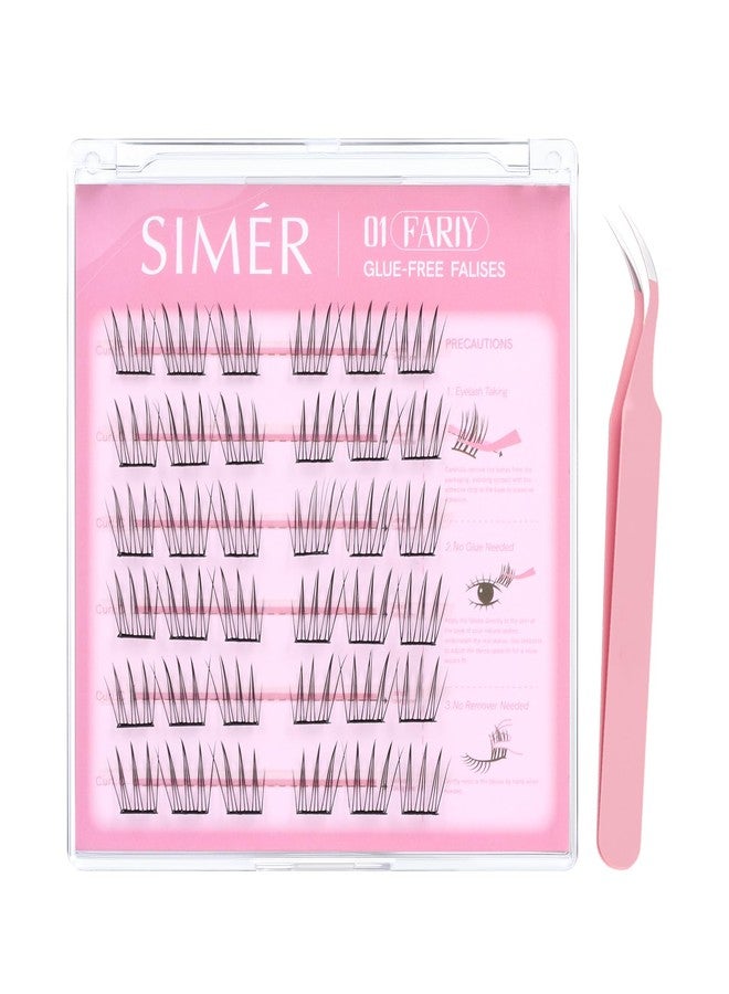 SIMER Self Adhesive Lash Clusters Kit Natural Press-On Lashes No Glue Needed 11-13mm Wispy Reusable No Residue Pre Glued Eyelash Clusters C Curl DIY Eyelash Extensions with Lash Tweezers(01 Fairy） - Image 1